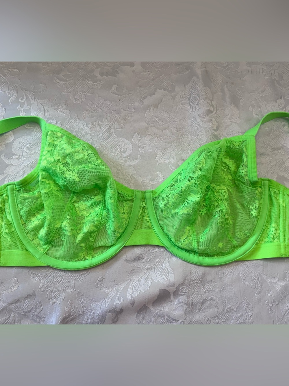 Cacique Unlined Demi Bra Plus 40DDD Lime Green Underwire Sexy Feminine Sexy Flaw - Picture 7 of 8